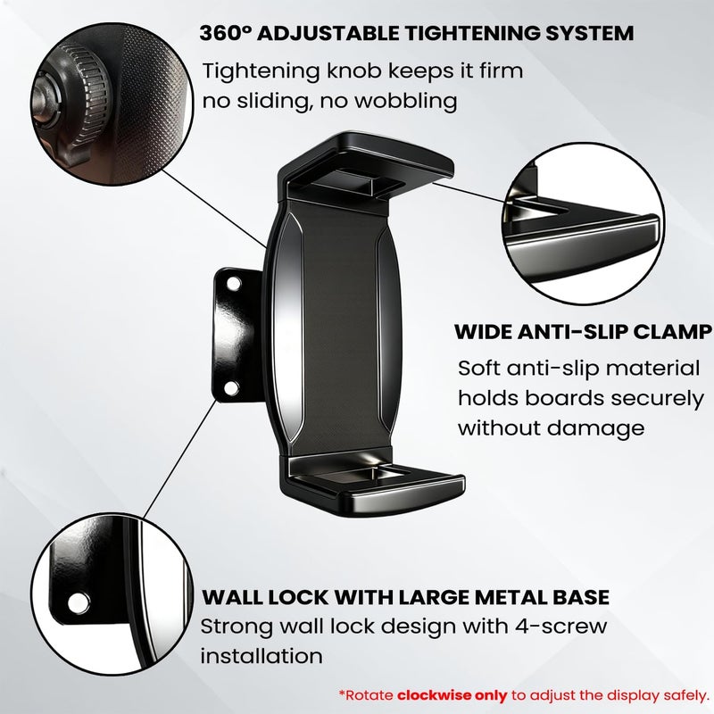 OOHGLITZ Skateboard Deck Wall Mount - Universal Skateboard Decor Accessory 360° Rotating Wall Hanger with Extending Clips for Floating Display, POM Plastic Longboard Rack & Storage Hardware Kit - Image 3
